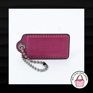 2.5" Large COACH PINK LEATHER NICKEL KEY FOB BAG CHARM KEYCHAIN HANG TAG